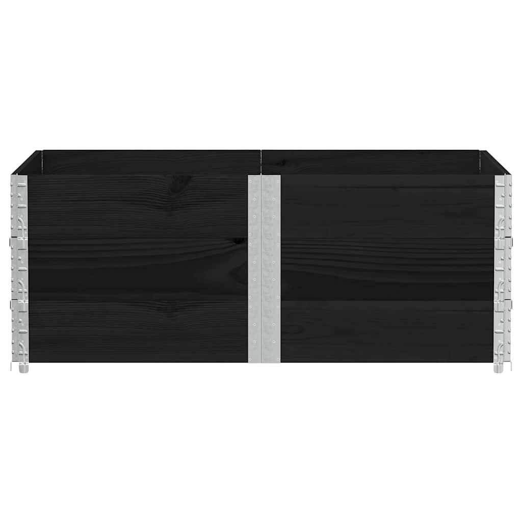 Paletten-Aufsatzrahmen Schwarz 80x60 cm Massivholz Kiefer
