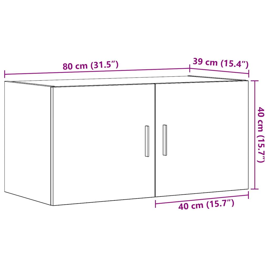 Wandschrank Weiß 80 x 39 x 40 cm Holzwerkstoff