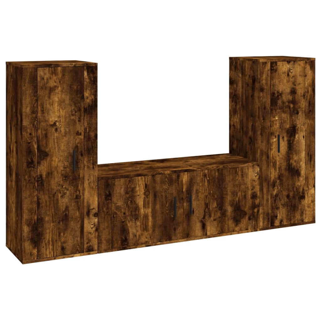 3-tlg. TV-Schrank-Set Weiß Holzwerkstoff