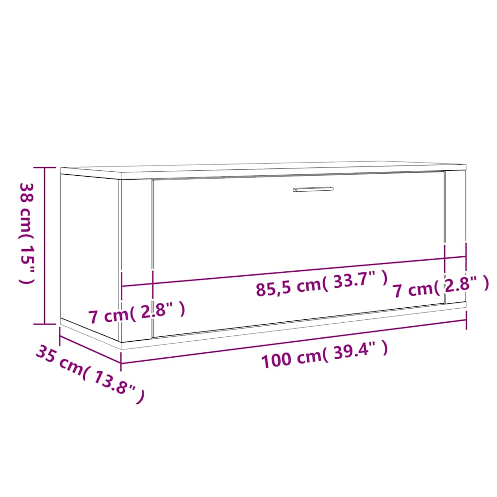 Wand-Schuhschrank Weiß 100x35x38 cm Holzwerkstoff