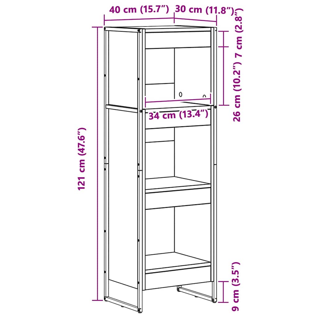 Bücherregal 2 pcs Schwarz Eichen-Optik 60 x 30 x 189,5 cm