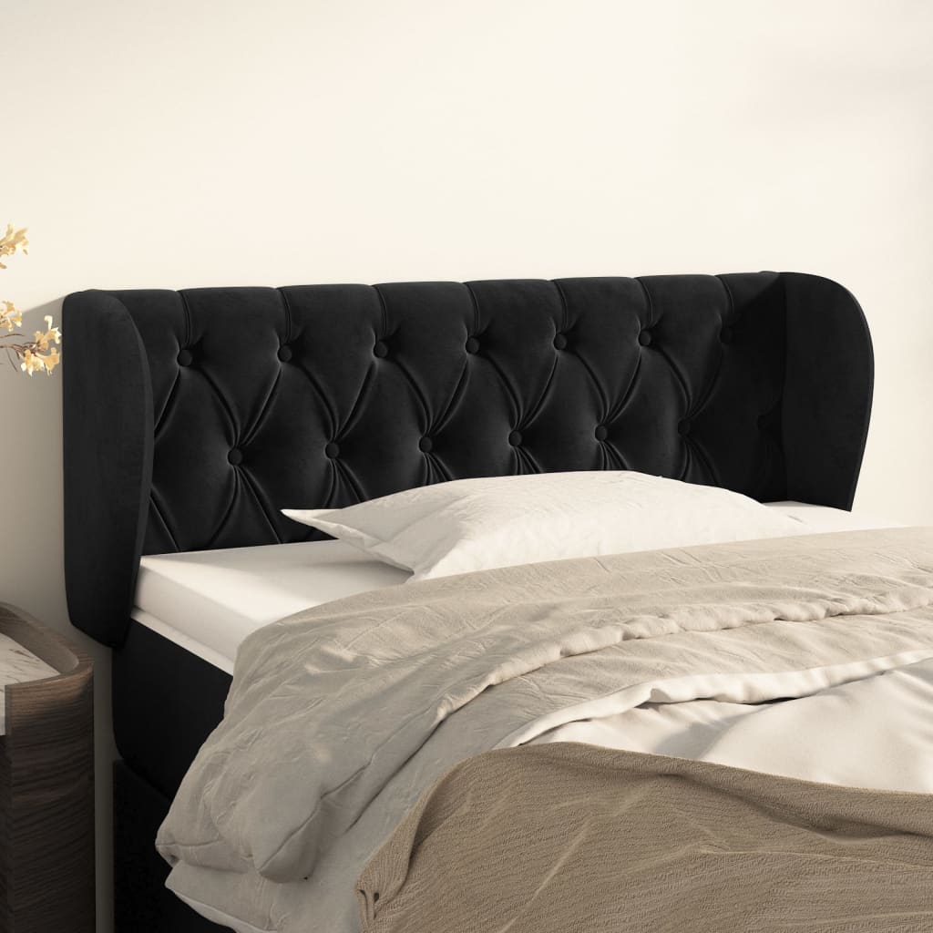 Kopfteil mit Ohren Dunkelblau 93x23x78/88 cm Samt