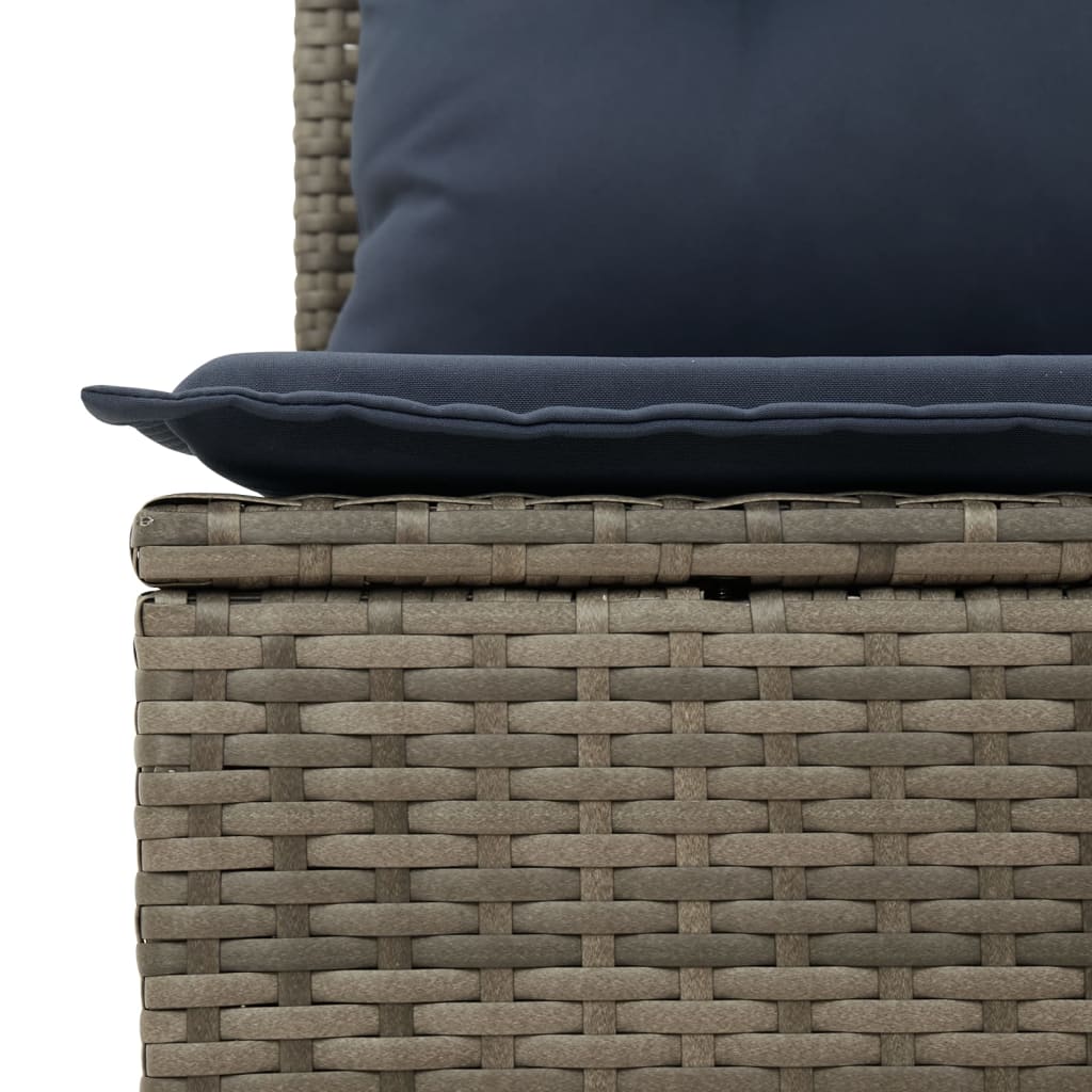 5-teiliges Gartensofa-Set mit Kissen, schwarzes Polyrattan