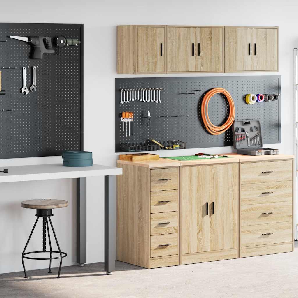 Garagenschränke 2 Stk. Schwarz Holzwerkstoff
