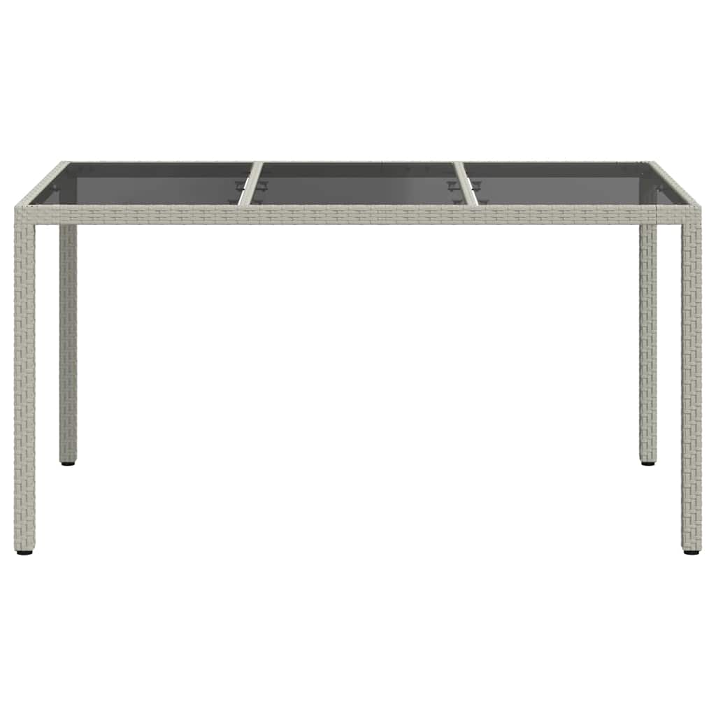 Gartentisch 150x90x75 cm Hartglas und Poly Rattan Grau