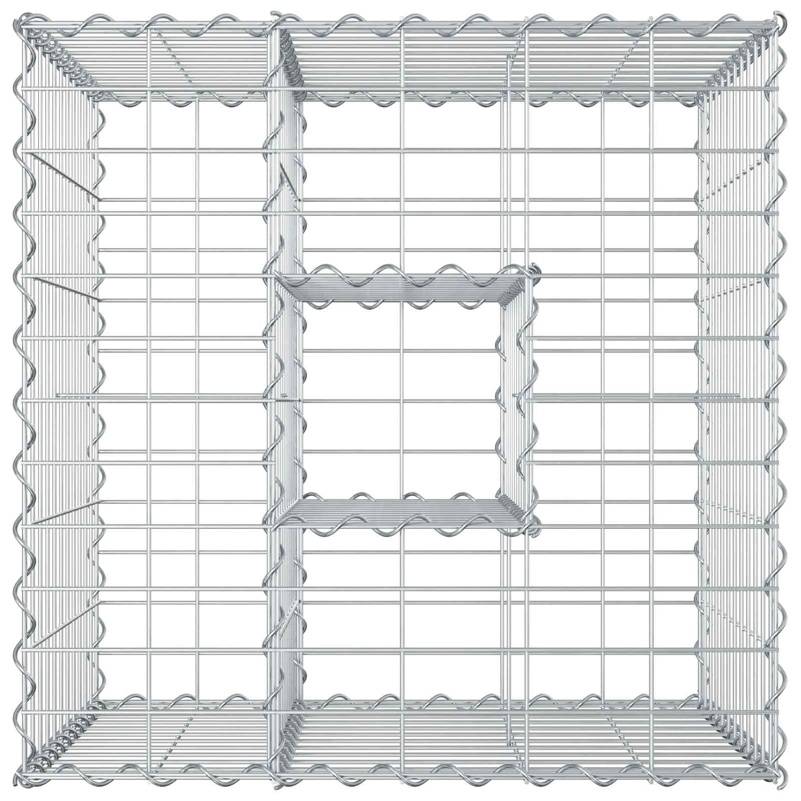 Gabionen Hochbeet 2 pcs Silber 260 x 60 x 55 cm