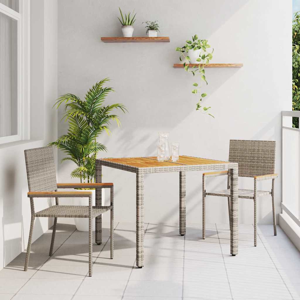 Garten Essgruppe 3 pcs Schwarz Poly-Rattan