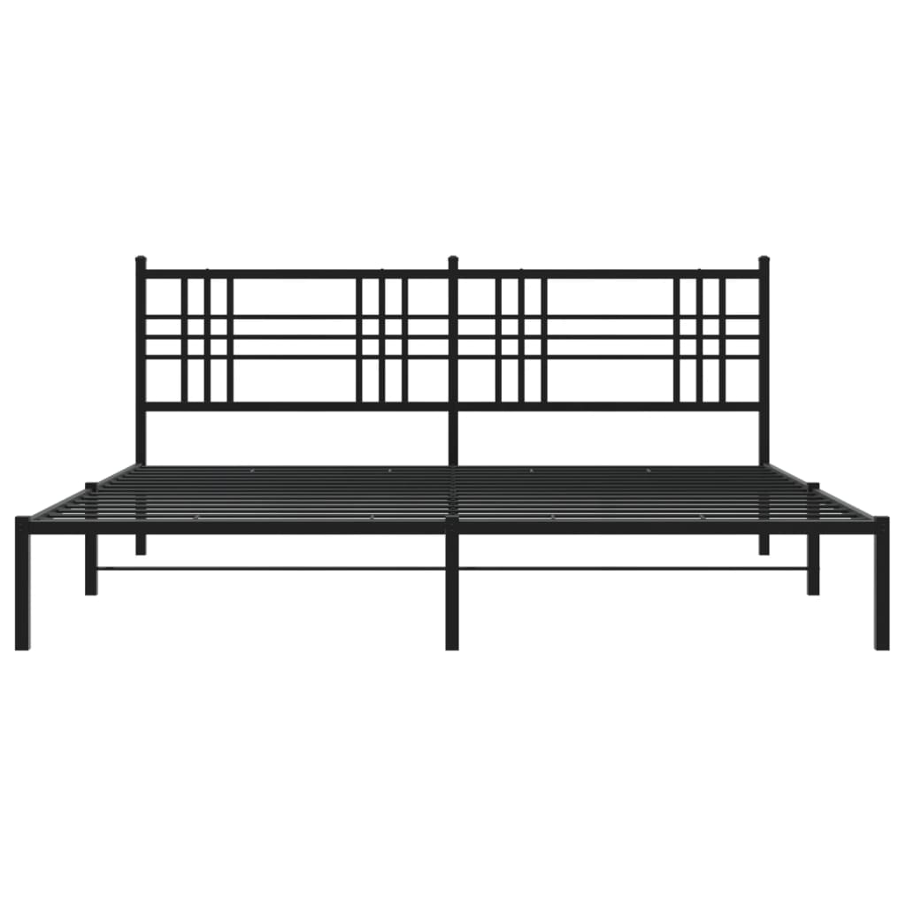 Bettgestell mit Kopf- und Fußteil Metall Schwarz 90x200 cm