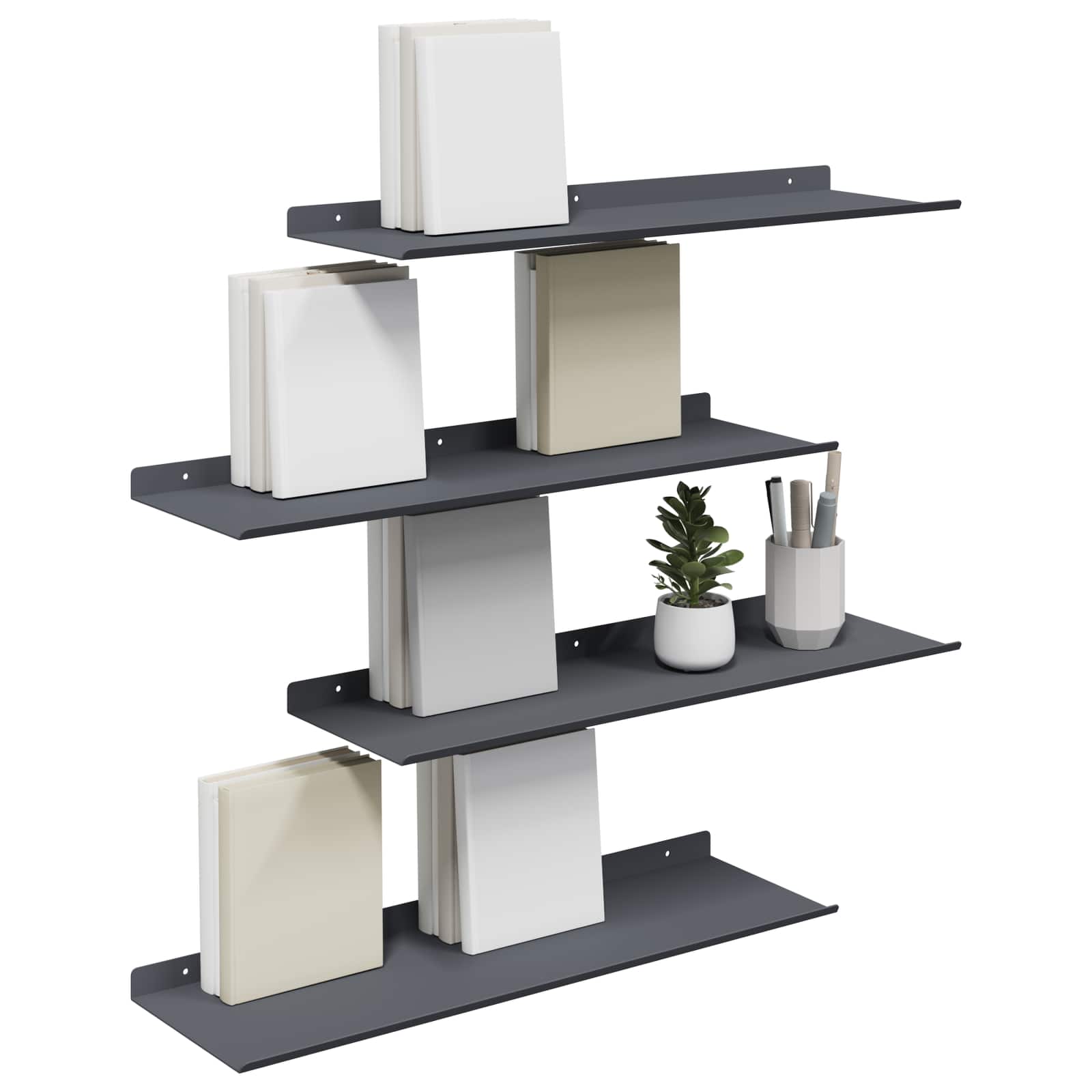 Schwebendes Regal 3 pcs Schwarz 40 x 9 x 2,5 cm Stahl