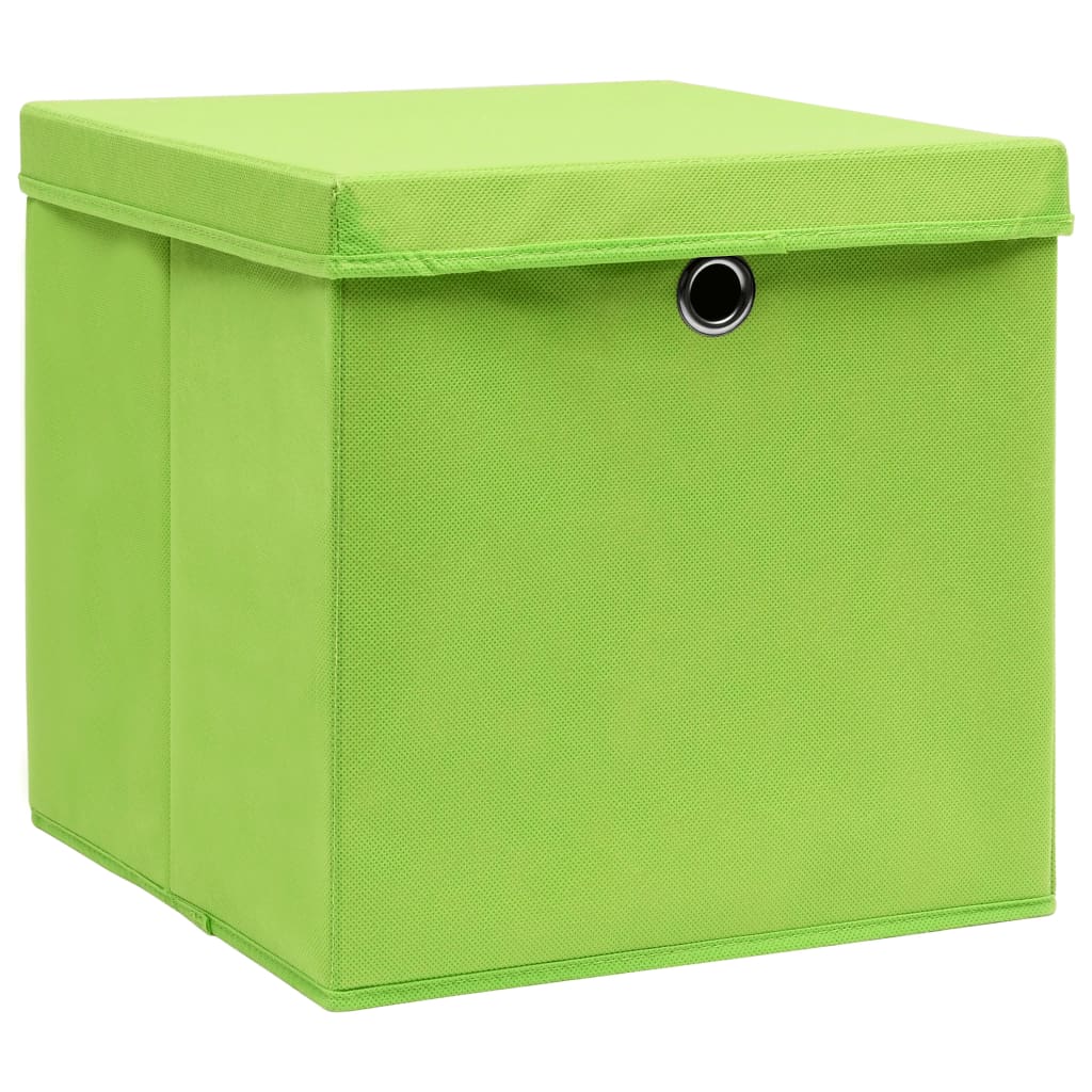 Aufbewahrungsboxen mit Deckeln 10 Stk. 28x28x28 cm Schwarz