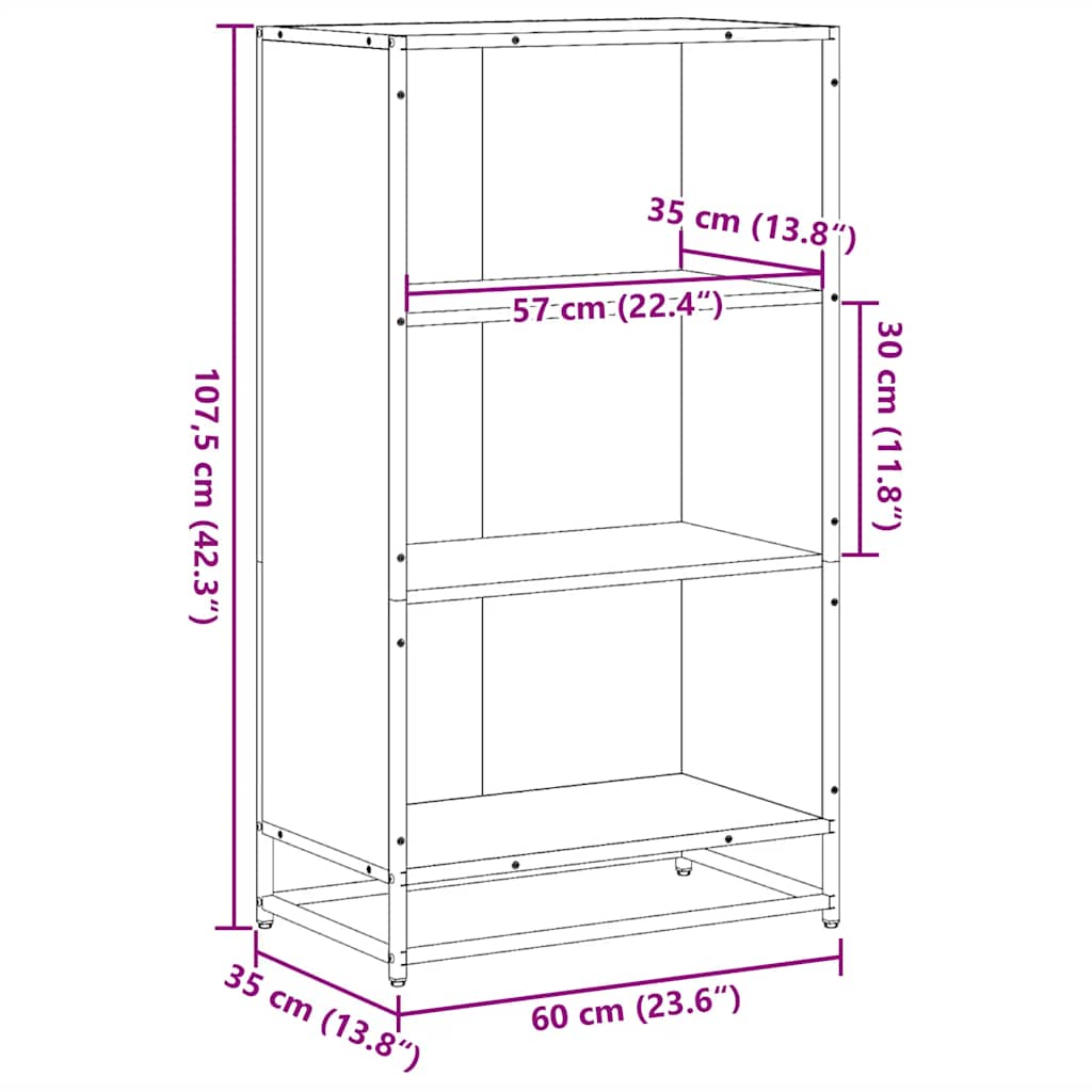 Bücherregal Schwarz 60x35x139 cm Holzwerkstoff