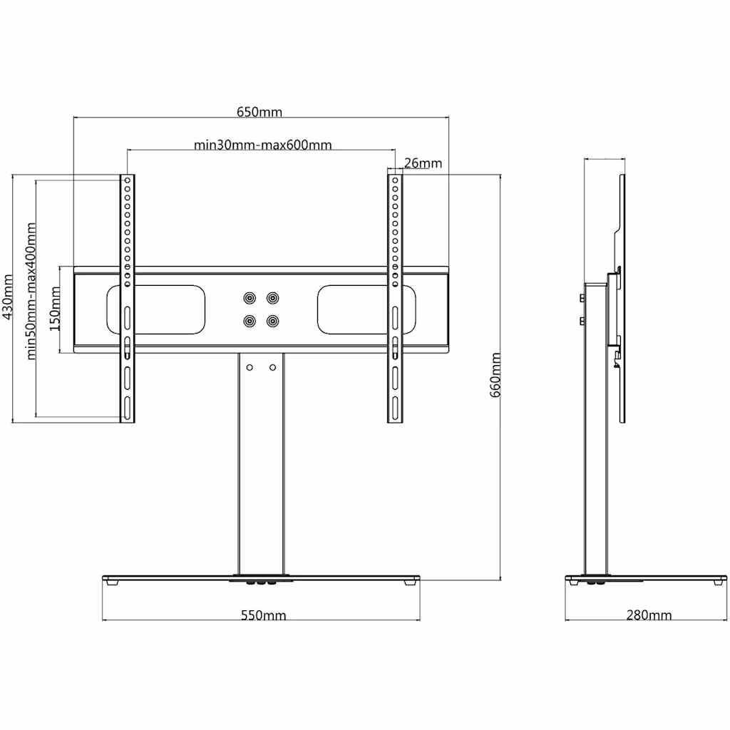 TV-Ständer für 37-55 Zoll Bildschirme Max VESA 600x400 mm 40kg