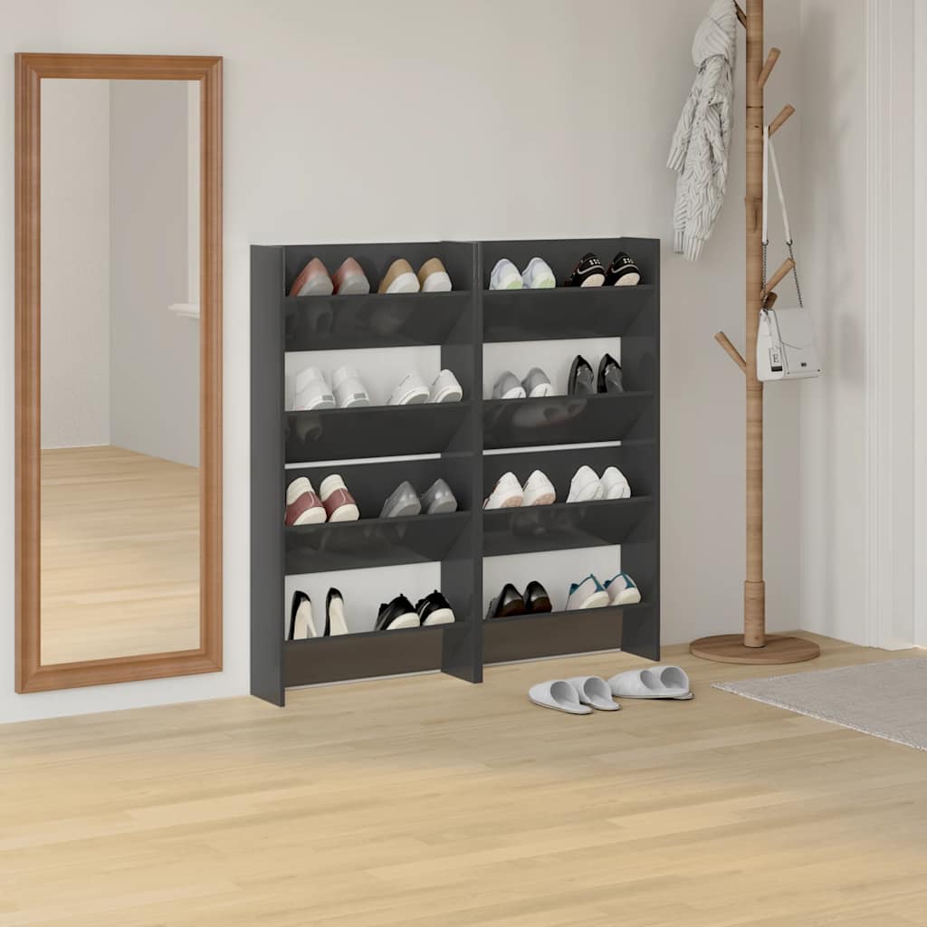 Wand-Schuhschränke 4 Stk. Weiß 60x18x60 cm Holzwerkstoff