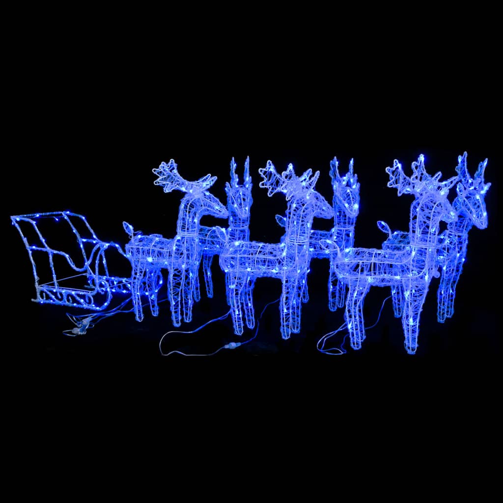 Rentiere & Schlitten Weihnachtsdekoration 160 LEDs 130 cm Acryl