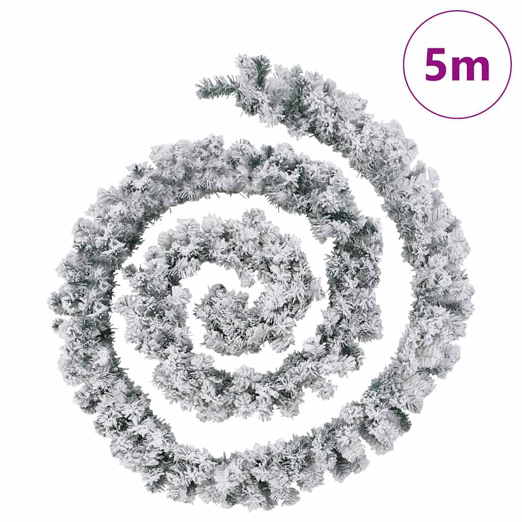 Weihnachtsgirlande mit Schnee Grün 5 m PVC