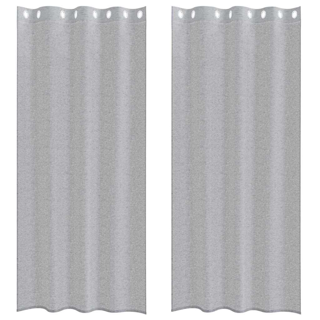 Voile-Vorhang mit Vorhängen 2 pcs Weiß 140 x 140 cm Polyester