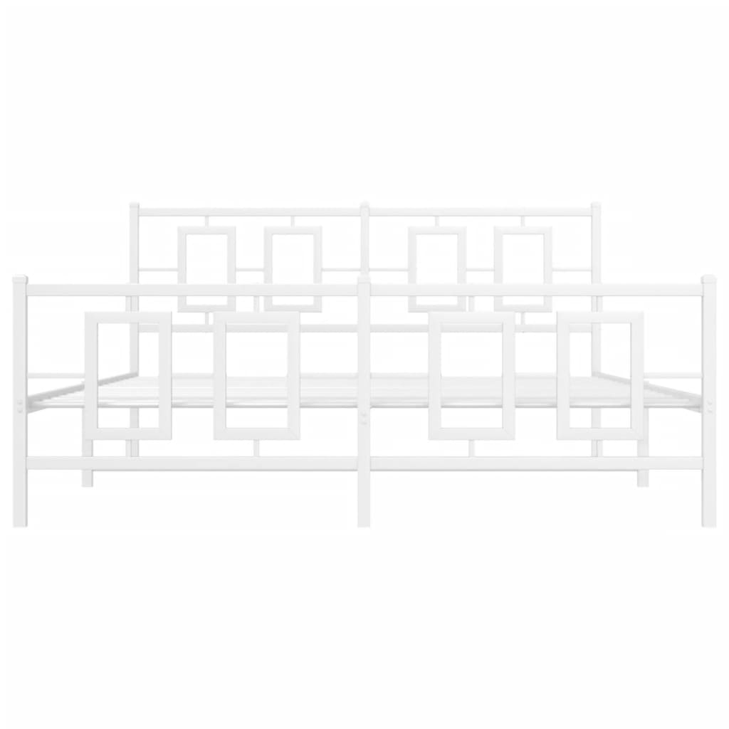 Bettgestell mit Kopf- und Fußteil Metall Weiß 180x200 cm