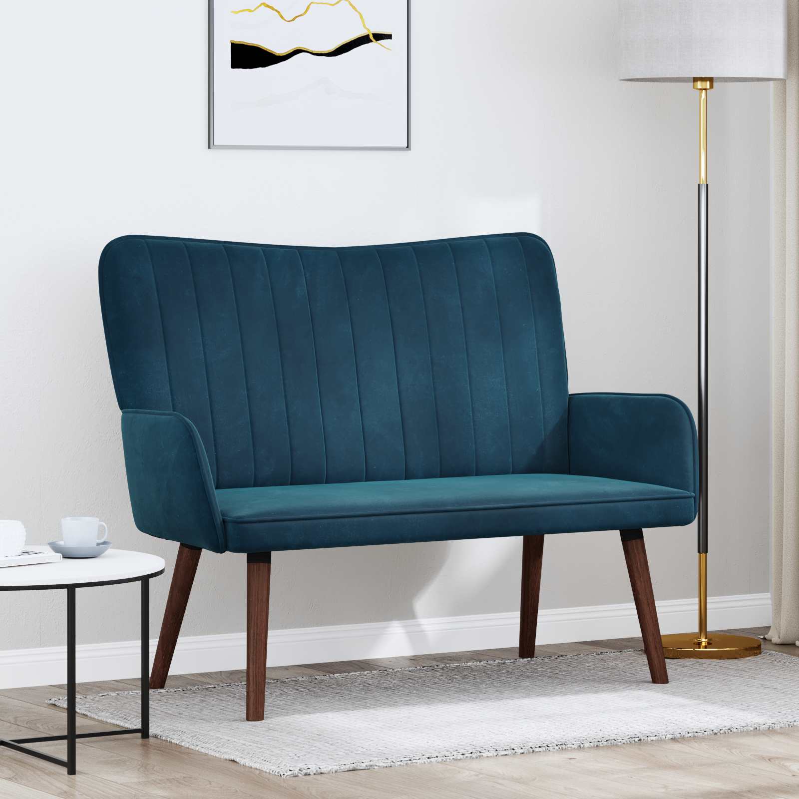 2-Sitzer Sofa Hellgrau 115 x 61 x 87 cm Samt (V)