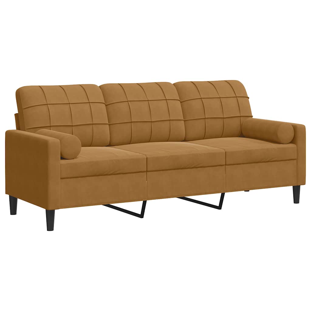 2-Sitzer-Sofa mit Zierkissen Hellgrau 120 cm Samt