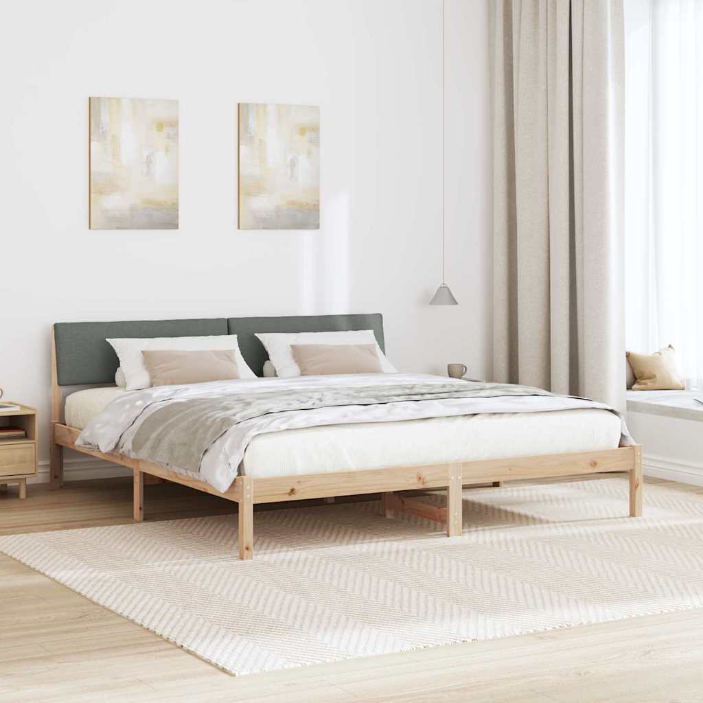 Bettgestell Braun und hellgrau 200 x 200 cm Massivholz Kiefer