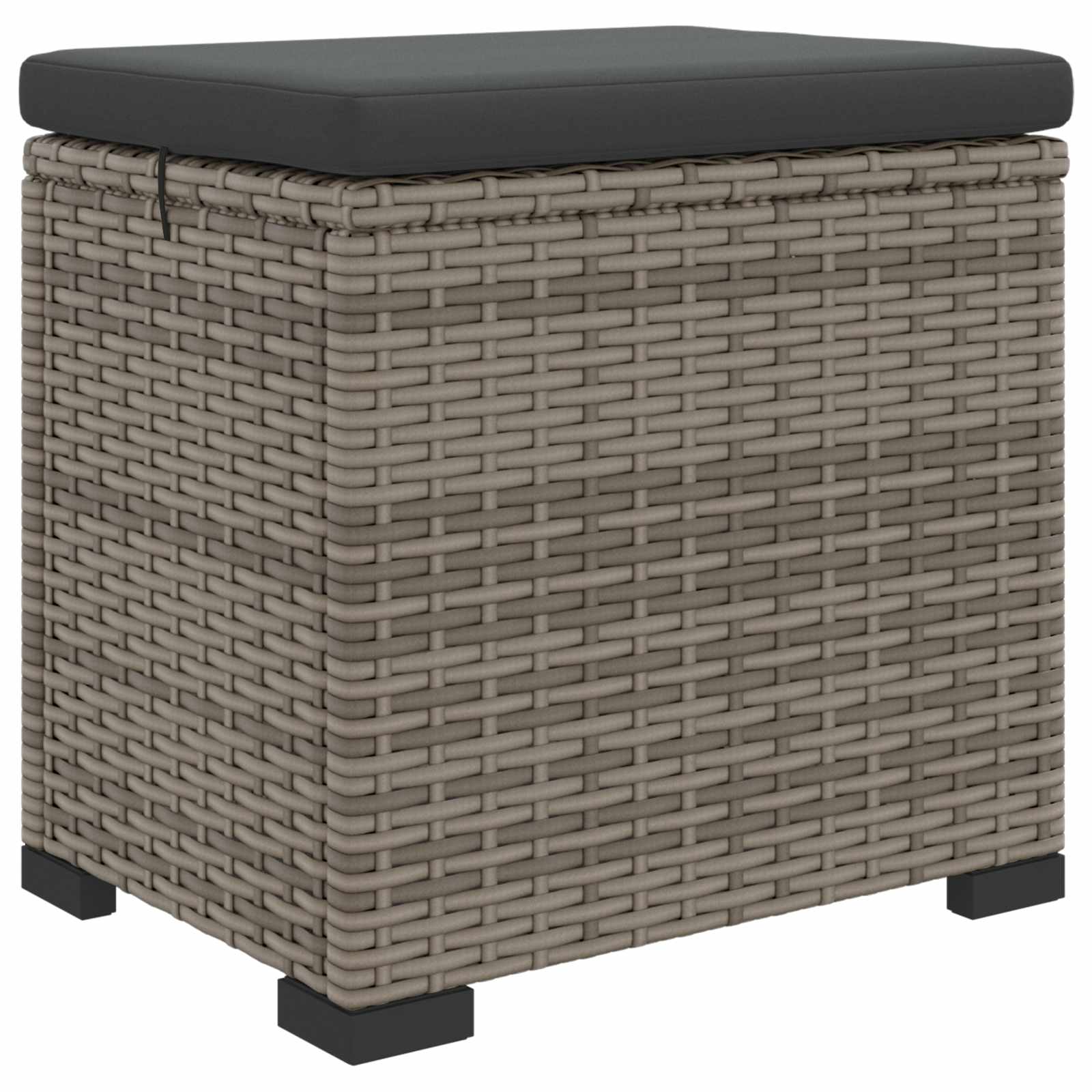 Hocker mit Kissen Schwarz 40x30x40 cm Poly Rattan