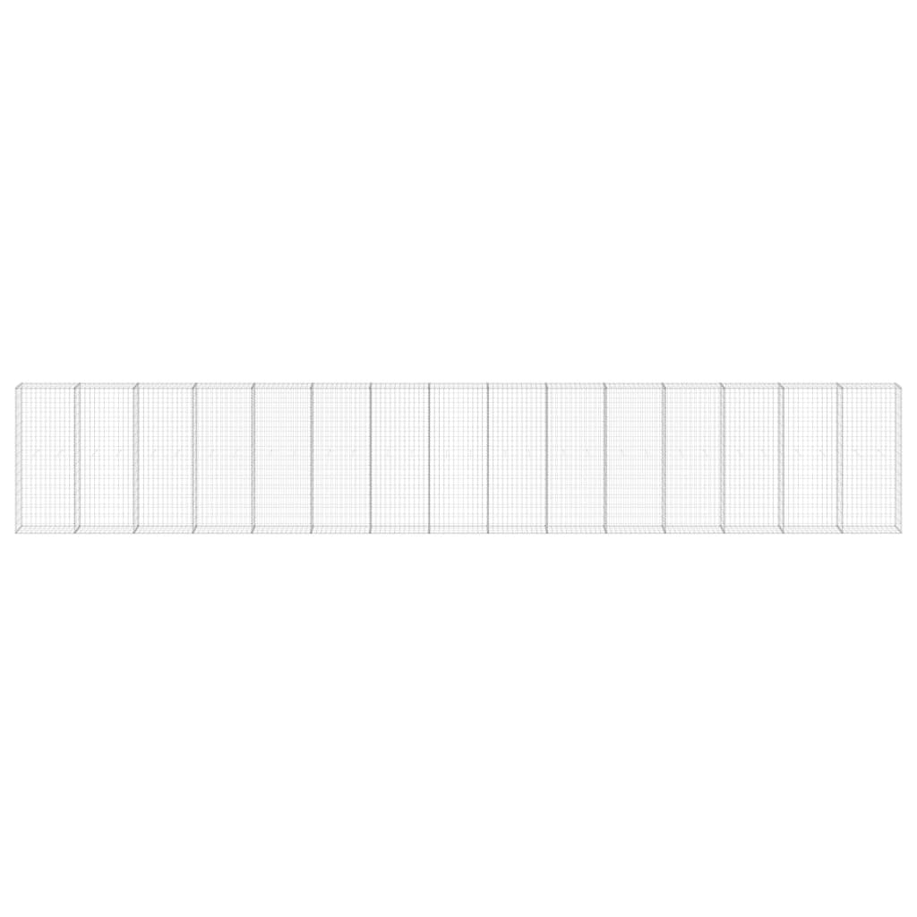 Gabionenwand mit Abdeckung Verzinkter Stahl 60x30x100 cm