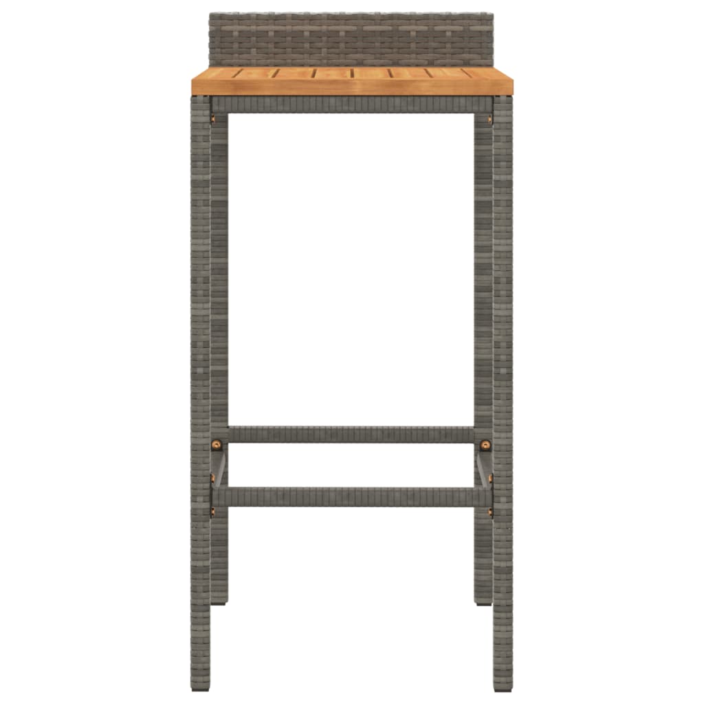 Barhocker 2 Stk. Grau Poly Rattan und Massivholz Akazie