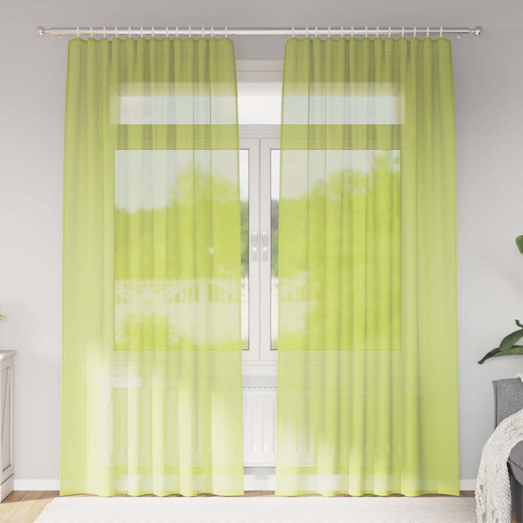 Voile Vorhänge mit Ösen 2 Stk. Apfelgrün 140x140 cm