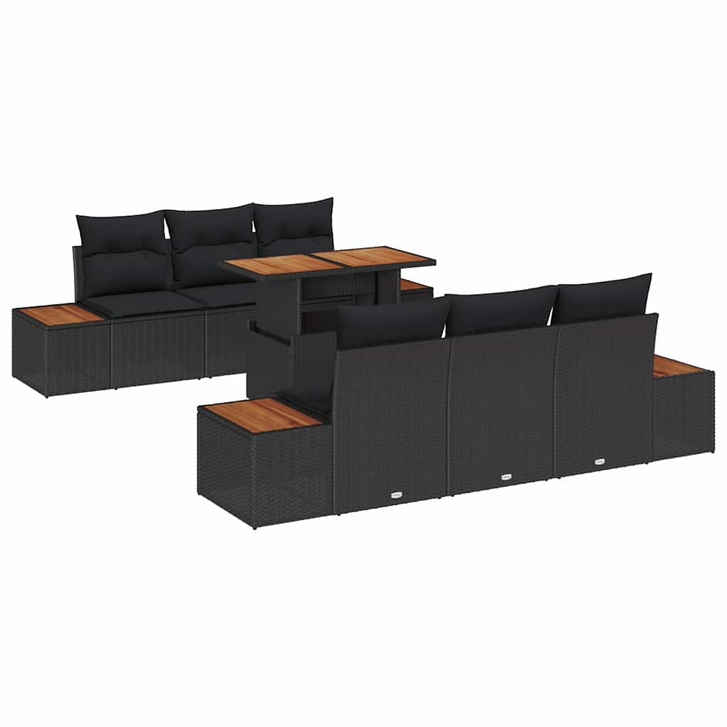 Garten Essgruppe mit Kissen 7 pcs Schwarz und Beige
