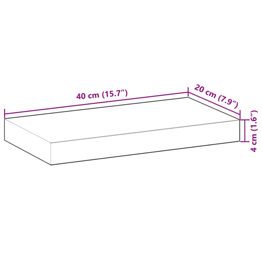 Tischplatte 40x20x2 cm Rechteckig Massivholz Akazie