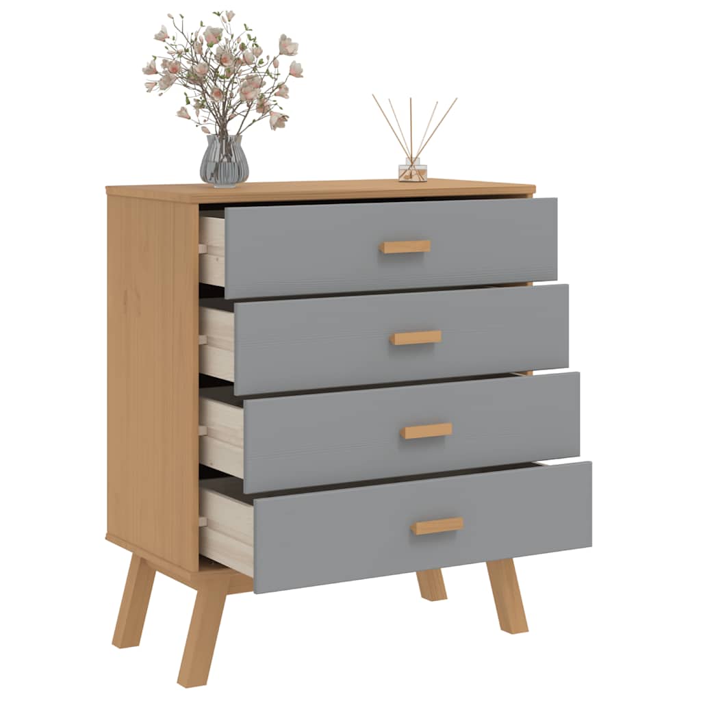 Schubladenschrank OLDEN Braun Massivholz Kiefer