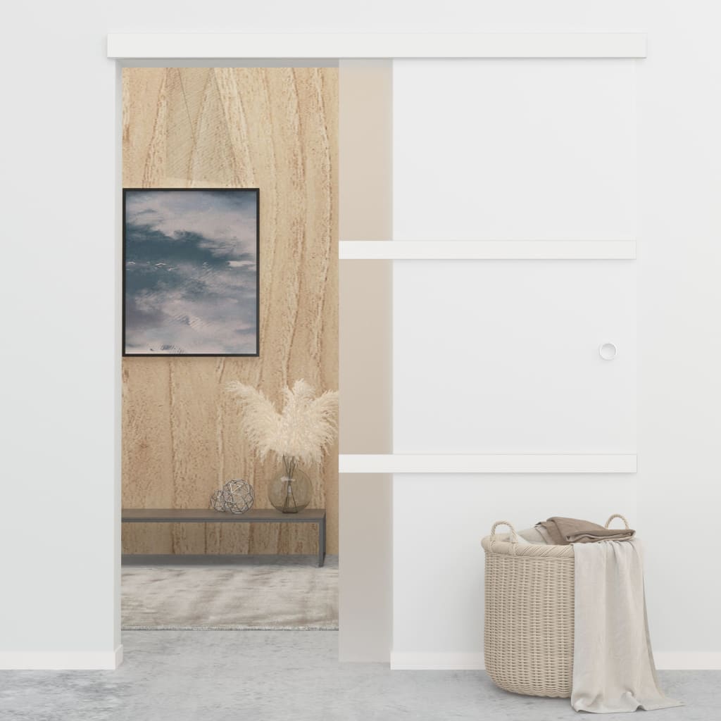 Schiebetür ESG-Glas und Aluminium 90x212 cm Silbern