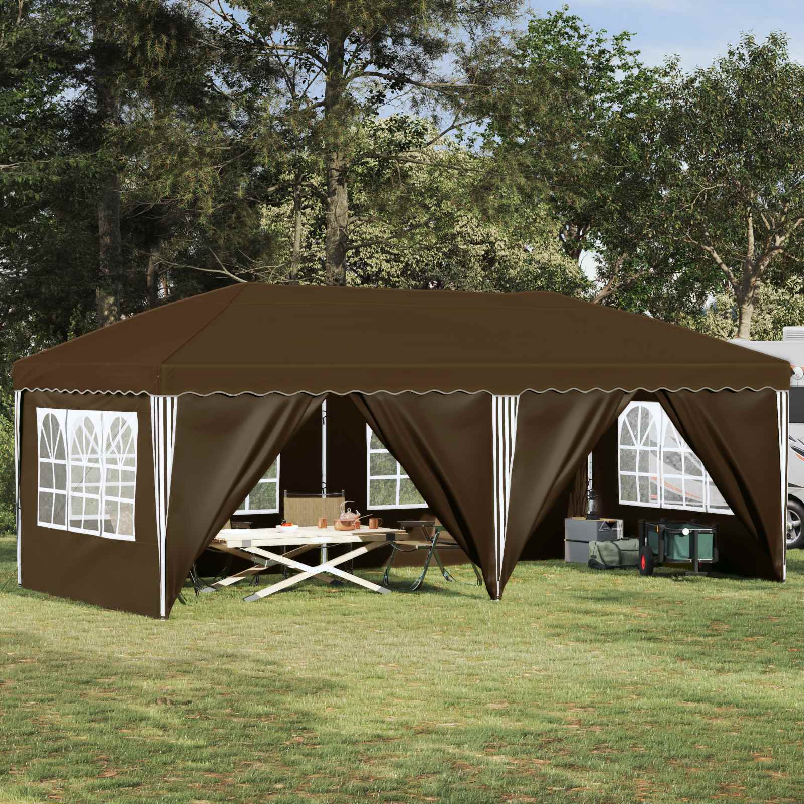 Pop-up Partyzelt 575 x 290 x 245 cm Creme