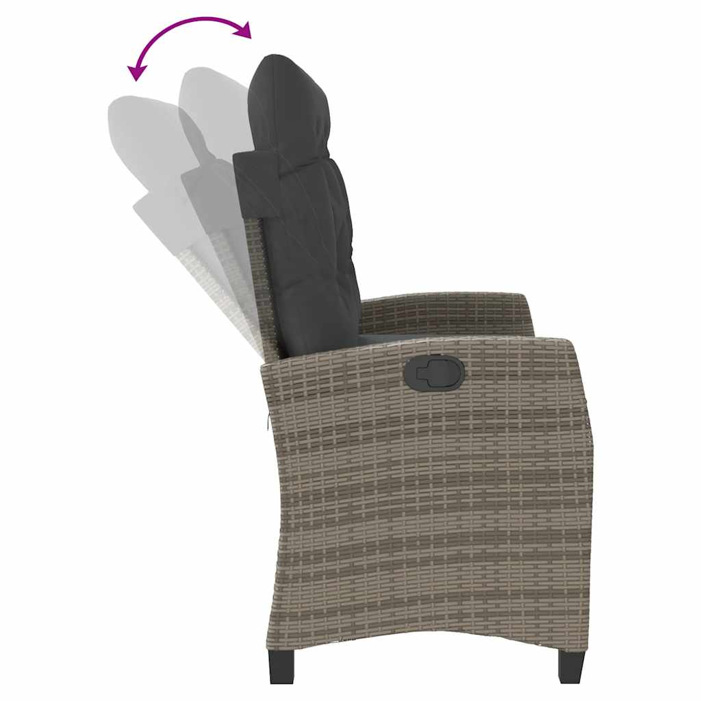 Gartenbank Verstellbar mit Kissen Schwarz Poly Rattan