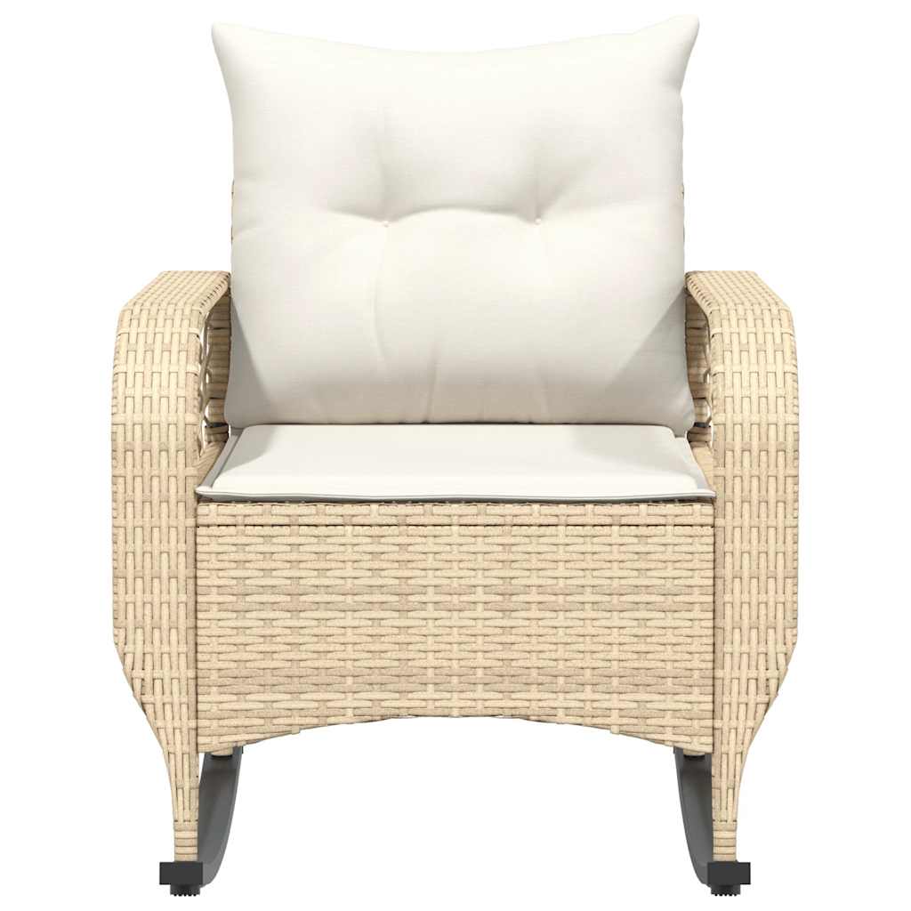 Garten-Schaukelstuhl mit Kissen Schwarz Poly Rattan