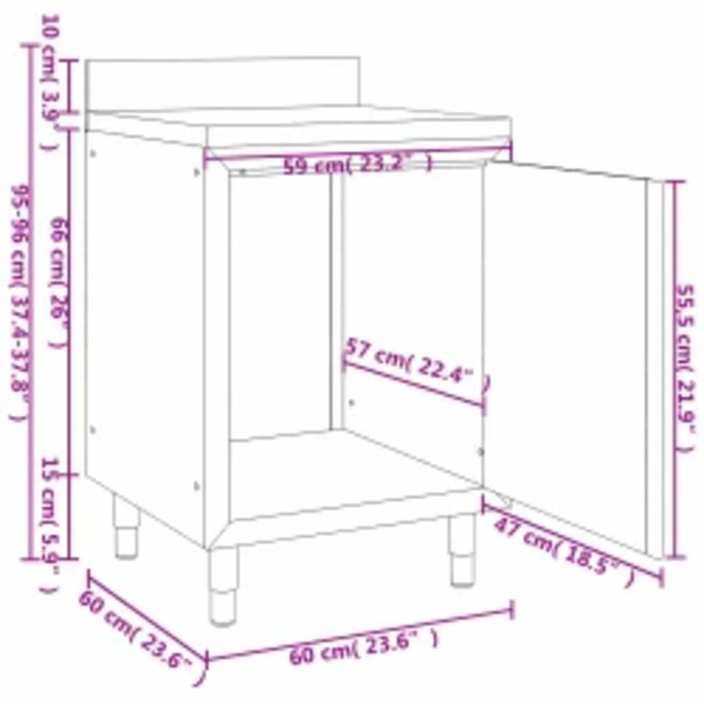 Gewerbe-Küchenschrank mit 2 Schubladen 50x60x96 cm