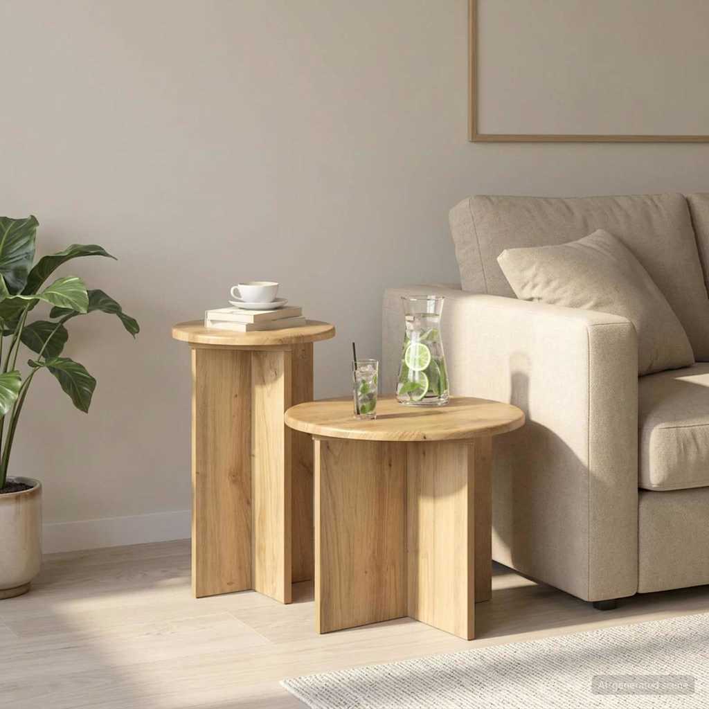 Beistelltisch-Set mit Speicher 2 pcs Weiß Holzwerkstoff