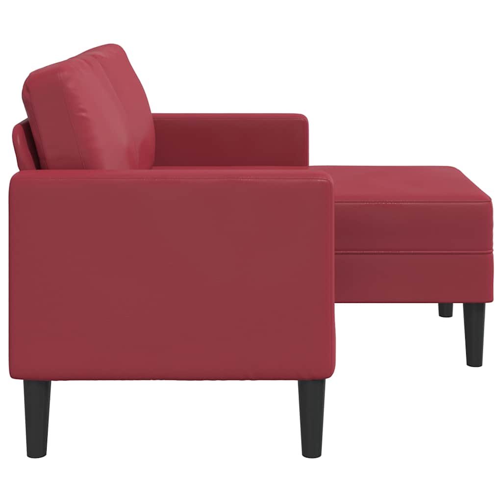 2-Sitzer-Sofa mit Chaiselongue L-förmig Schwarz 125 cm Kunstleder