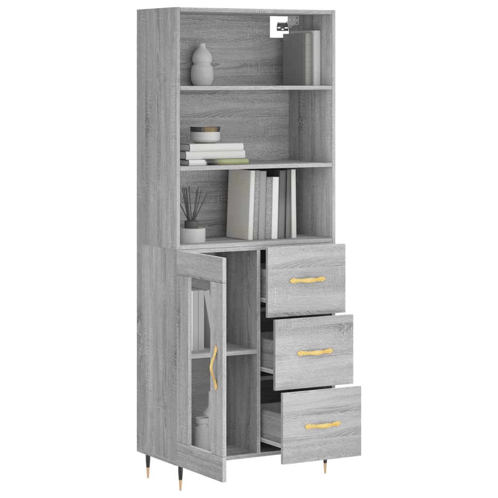 Highboard Betongrau 69,5x34x180 cm Holzwerkstoff