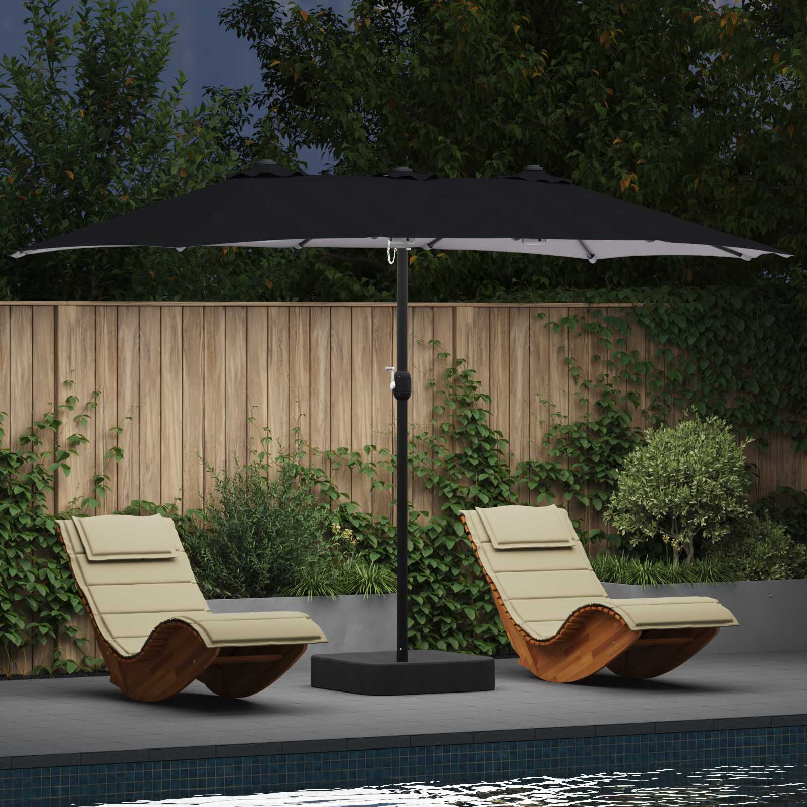 Garten-Sonnenschirm Sand und Anthrazit 385 x 209 x 244 cm