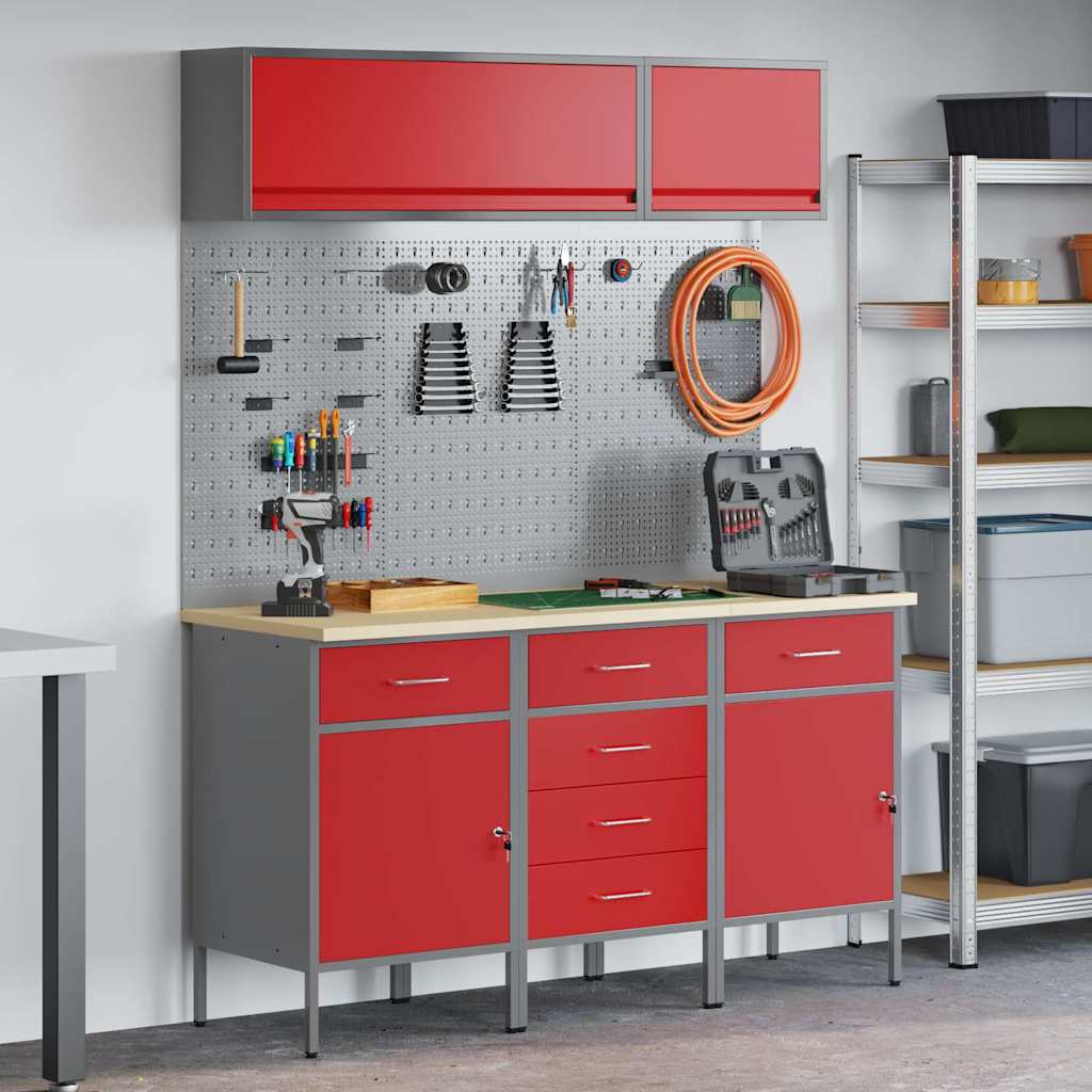 Arbeitsschrankset mit Schubladen mit Regal 8 pcs Grau