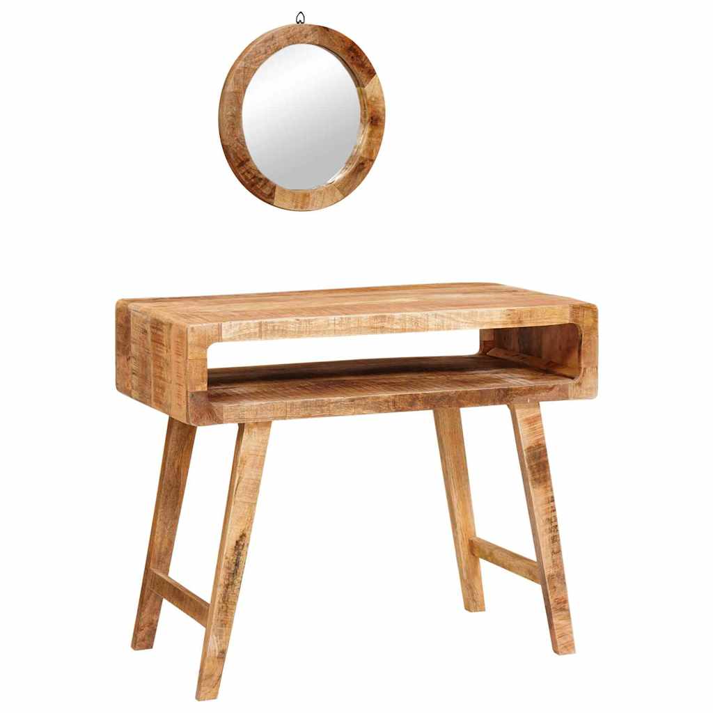 Schminktisch mit Spiegel Braun 90 x 76 x 45 cm Massivholz Mango