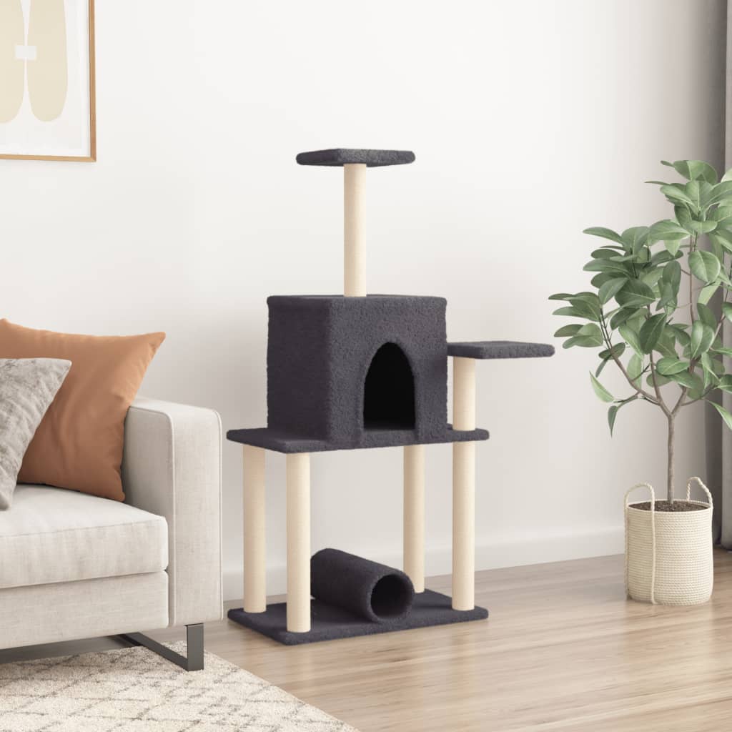 Kratzbaum mit Sisal-Kratzsäulen Creme 122 cm