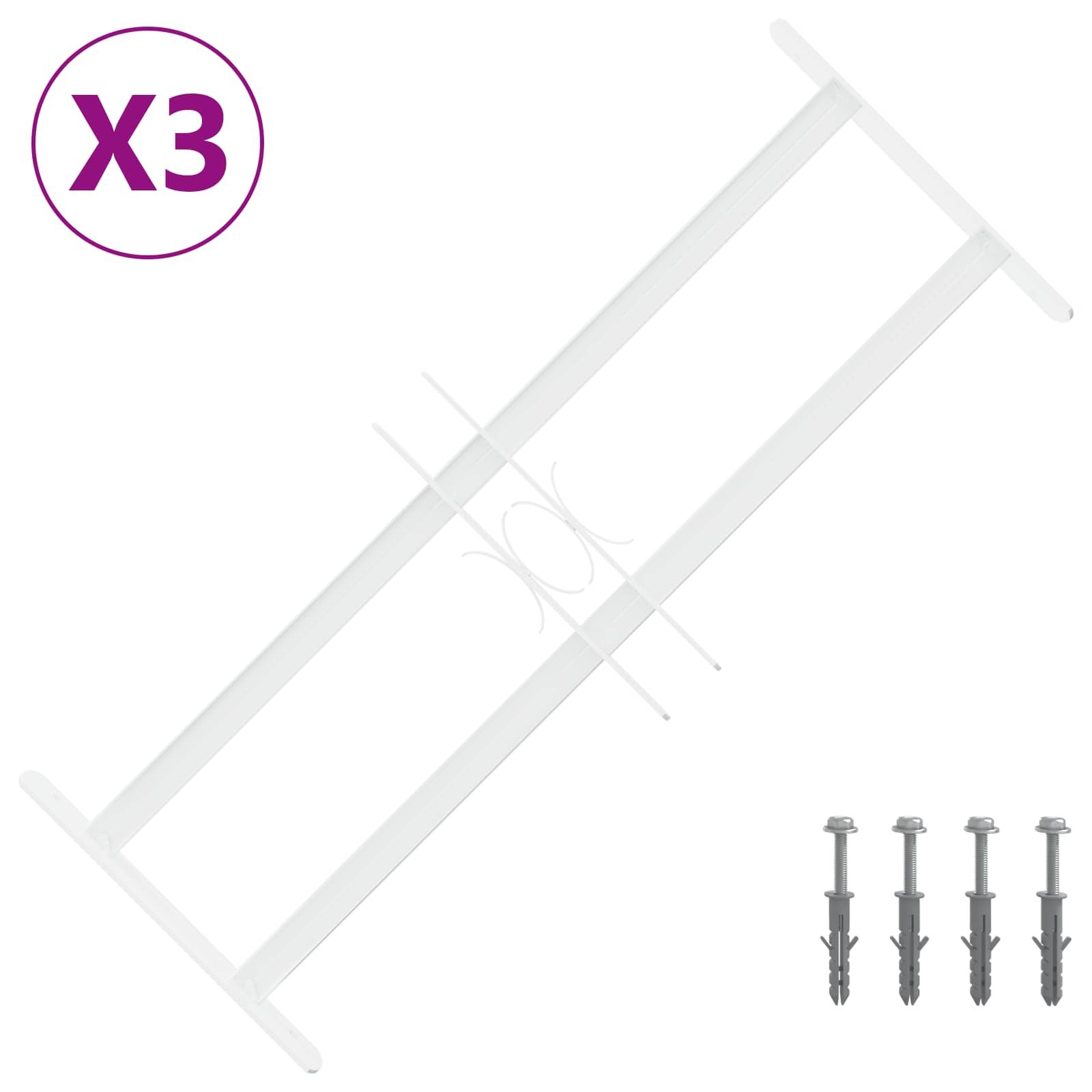 Sicherheitsgitter für Fenster mit 2 Querstangen 43-74 cm