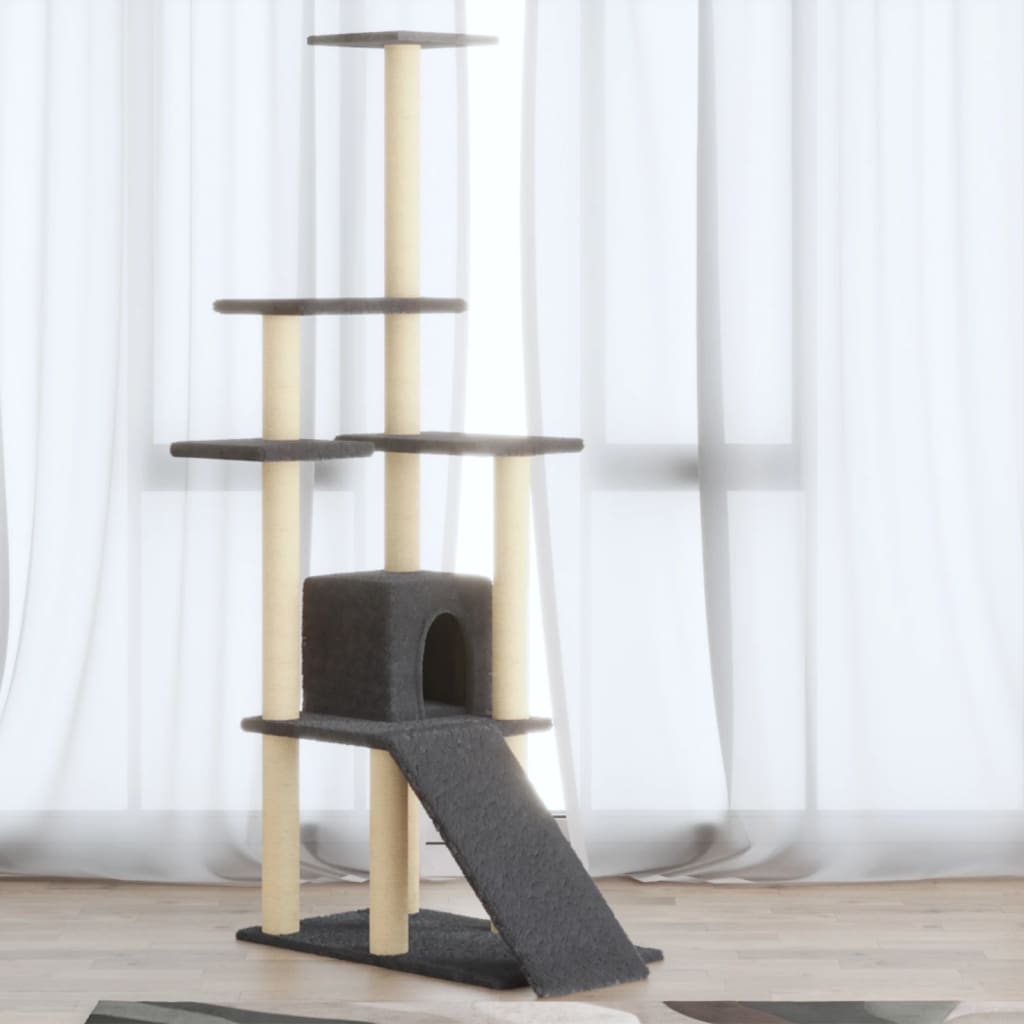 Kratzbaum mit Sisal-Kratzsäulen Creme 155 cm