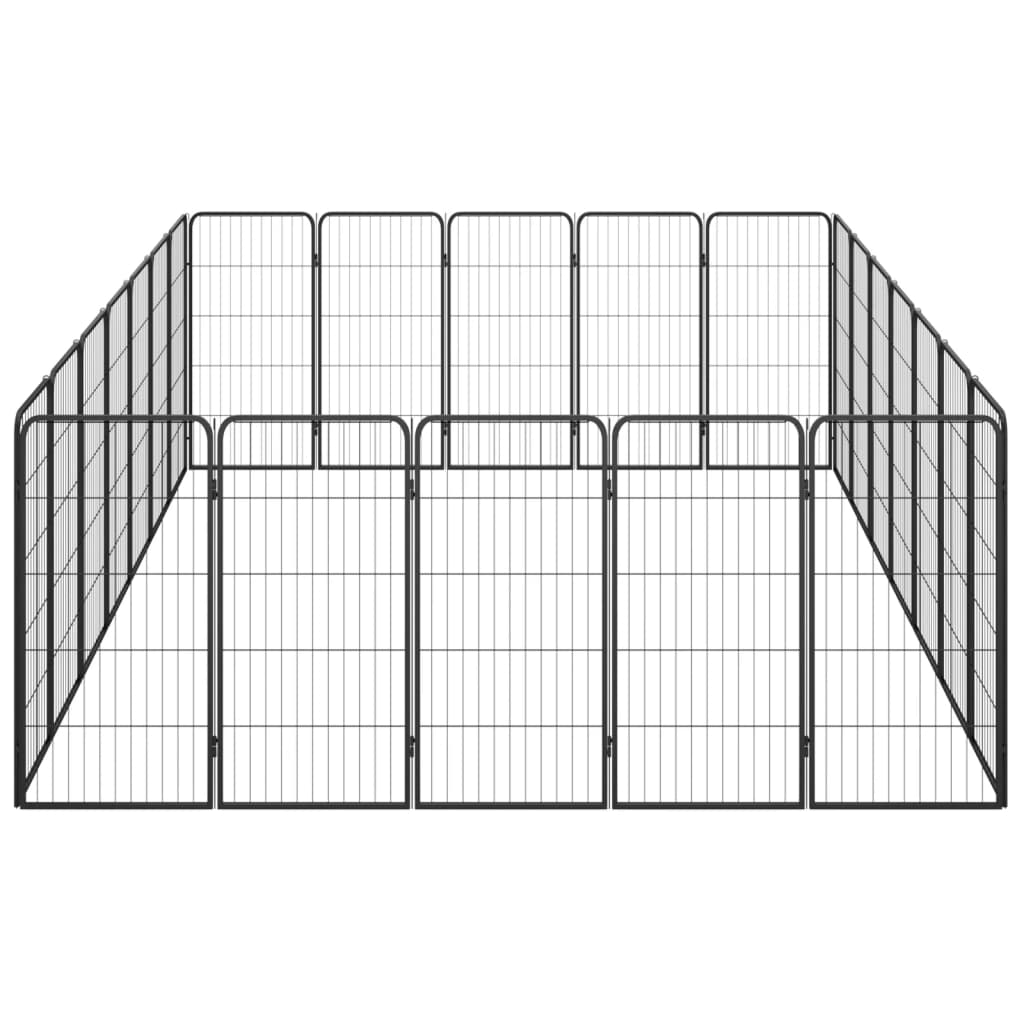4-tlg. Hundelaufstall Schwarz 50x100cm Stahl Pulverbeschichtung