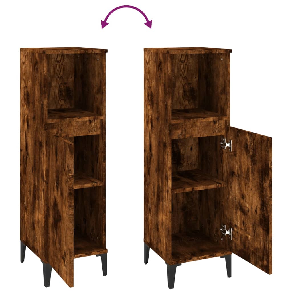Badschrank Weiß 30x30x100 cm Holzwerkstoff