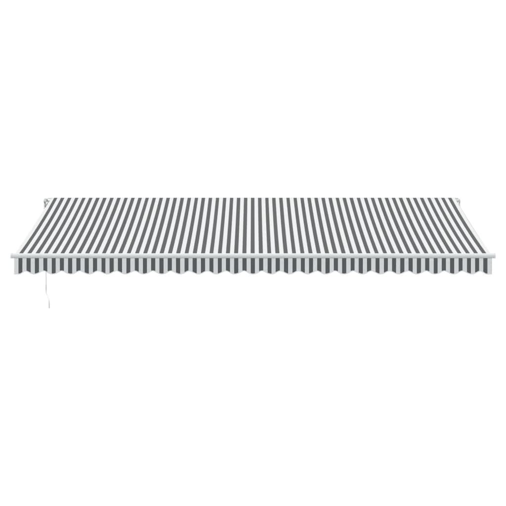 Markise Manuell Einziehbar mit LED 300x250 cm Blau und Weiß