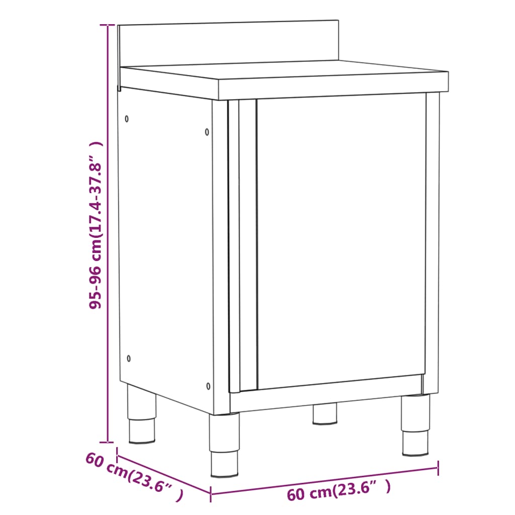Gewerbe-Küchenschrank mit 2 Schubladen 50x60x96 cm