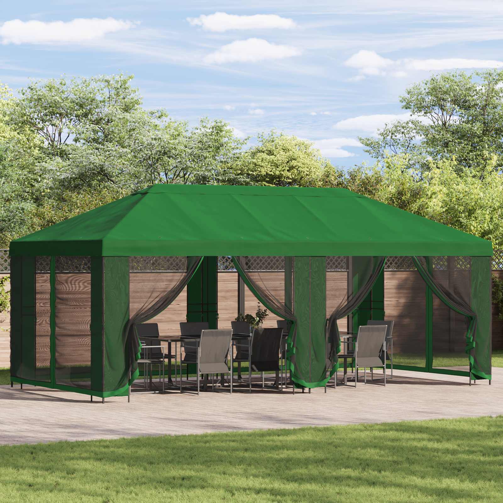 Pavillon mit Seitenwänden 6 x 3 m Beige Polyester und Stahl 190